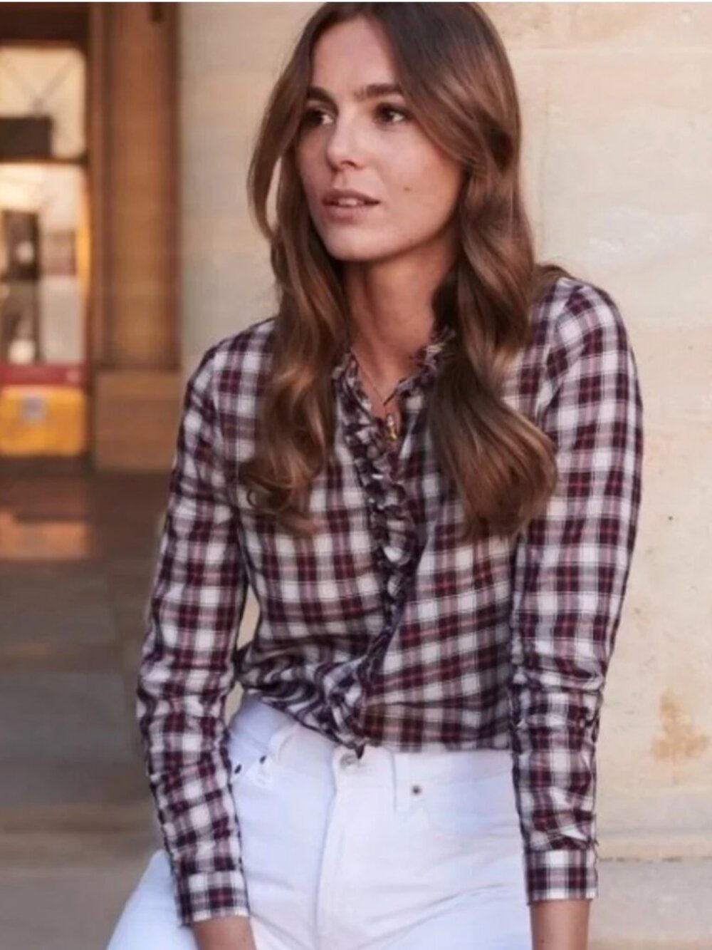 Sezane Solange Shirt Plaid Check - Size 36 - EUC!